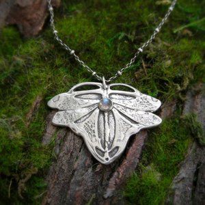Art Nouveau Silver Dragonfly Necklace